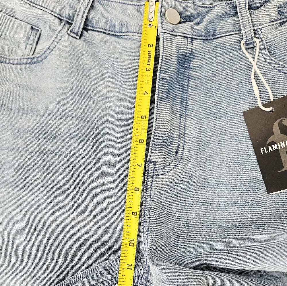 Women's Long Loose Fit Light Wash Denim Shorts Jorts Stretchy XL